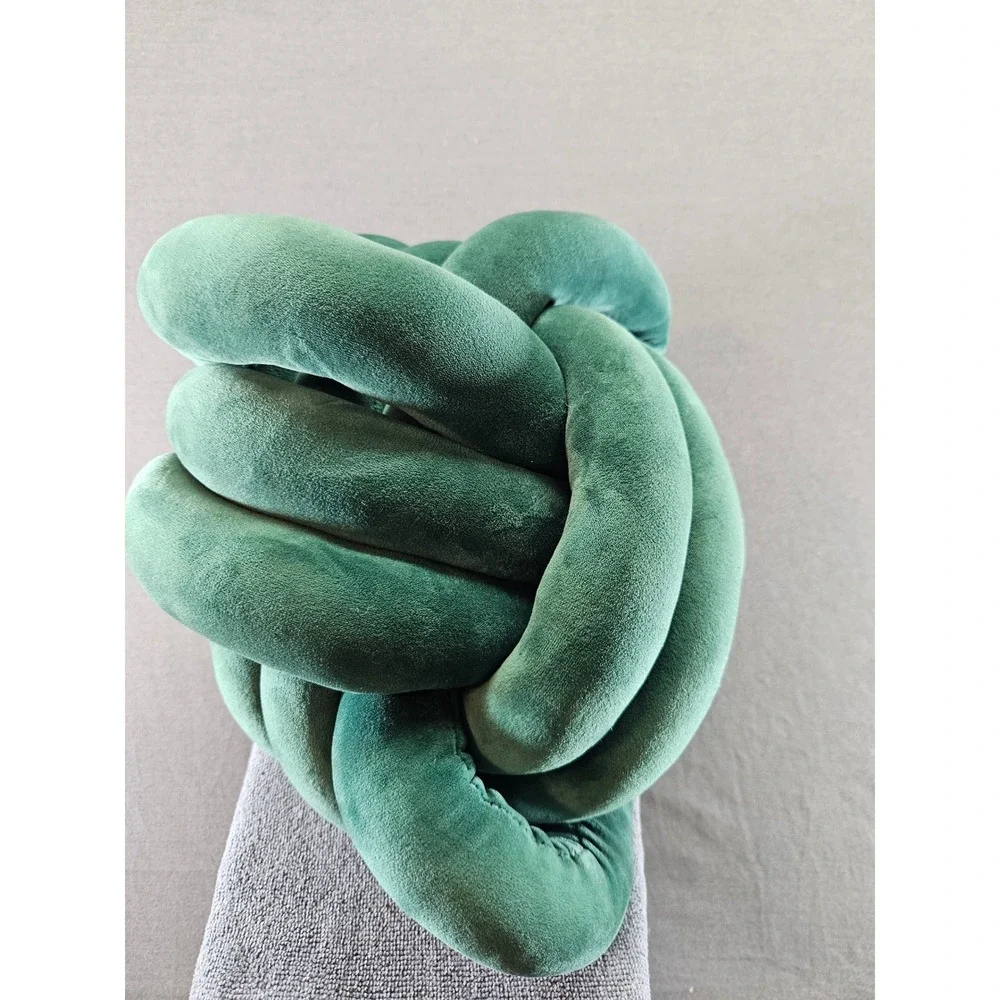 Emerald Green Velvet Knot Pillow Decorative Sculptural Throw Cushion (sku 139)